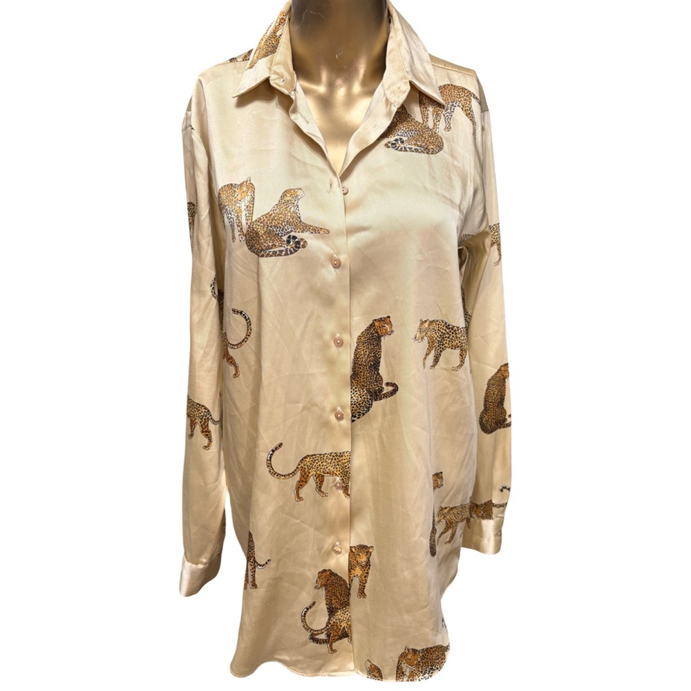 Zara Beige and Brown Leopards Patterned Shirt